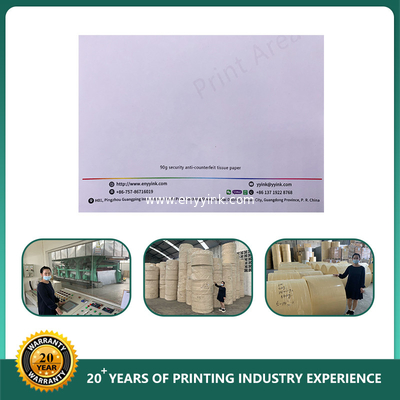 Custom 75%cotton 25%%linen security thread paper, security watermark paper
